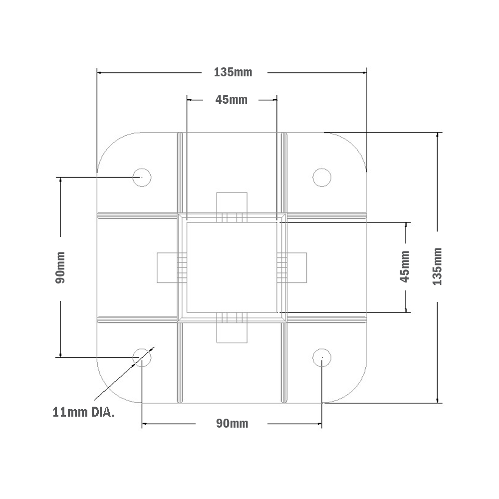 33-4545-1SS MODULAR SOLUTIONS MOUNTING FOOT 4 SIDED FOR 45 X 45 FULLY ENCLOSED